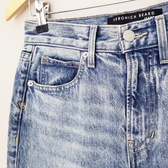 Veronica Beard Carly Kick-Flare Jean 25 Raw Hem High Rise Blue Pebble Stone $248 - Picture 15 of 16